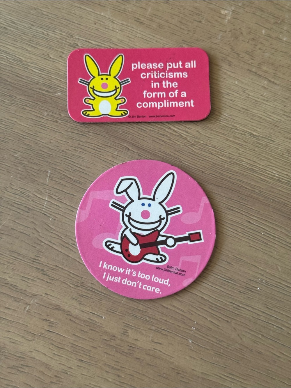 Vintage Y2K Jim Benton Pink Bunny Magnet Set